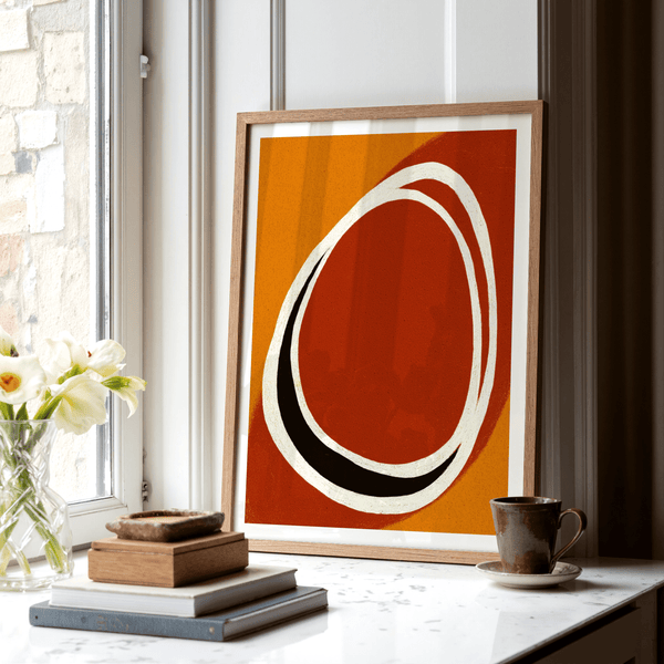 Minimal loop design print featuring concentric ovals and subtle grain