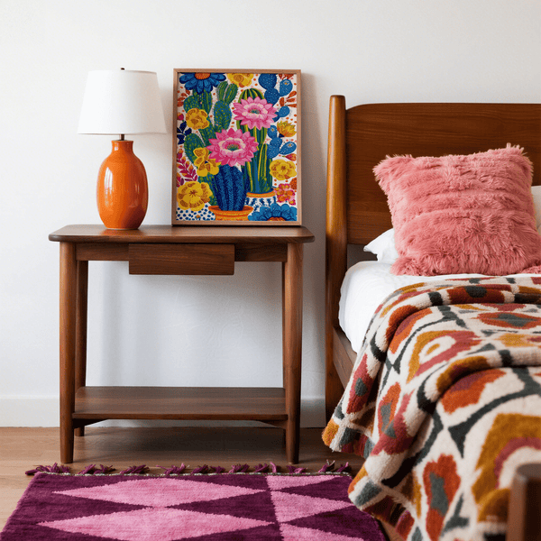 Colorful Botanical Wall Art with blue accents for stylish hallway wall poster