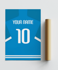Close-up of Napoli Football Shirt Poster highlighting oversized 10 digits and neat name typography