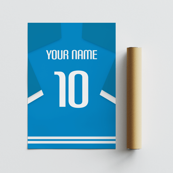 Close-up of Napoli Football Shirt Poster highlighting oversized 10 digits and neat name typography