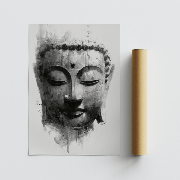 Zen Home Decor art print grayscale Buddha for peaceful family room wall