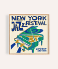 New York Jazz Festival Print wall art in Green, Blue, Beige for living room