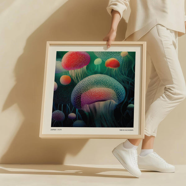 Sophisticated abstract ocean prints with intricate dotted jellyfish