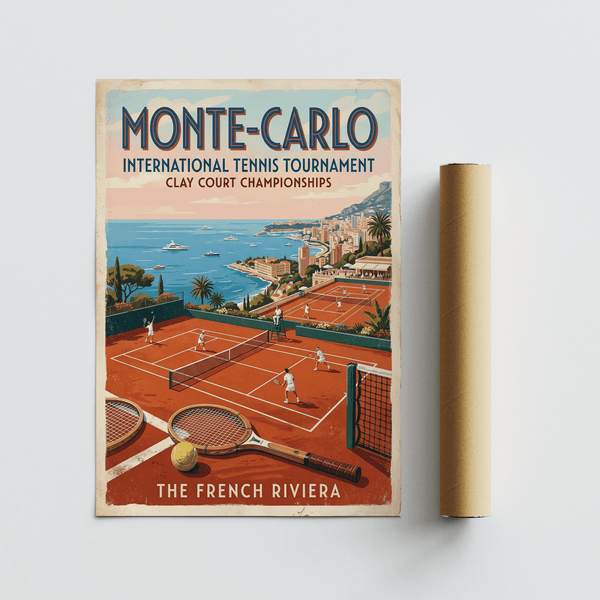 Orange clay rectangle framed by turquoise sea and red rooftops