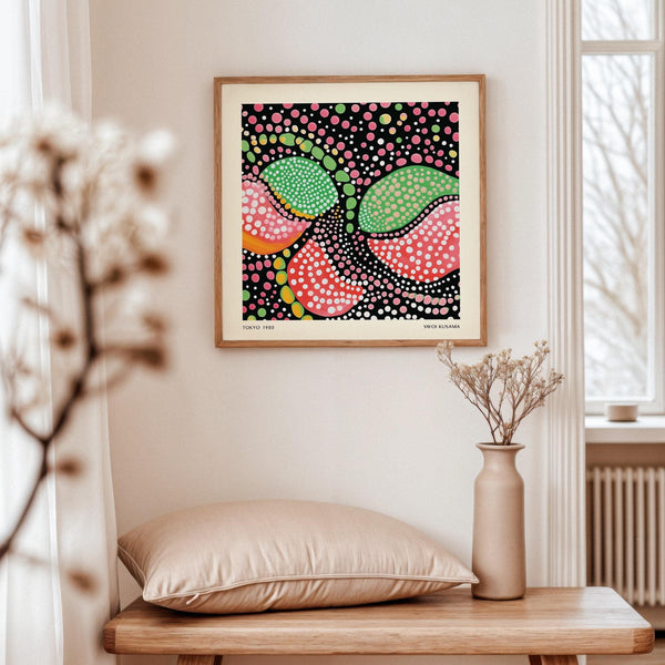 green pink art inspired by Yayoi Kusama