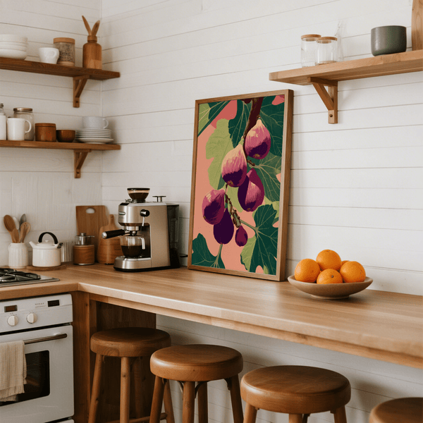 Fig Wall Art in purple and green as vibrant wall art for living room