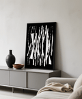 abstract black and white home wall decor, black and white print
