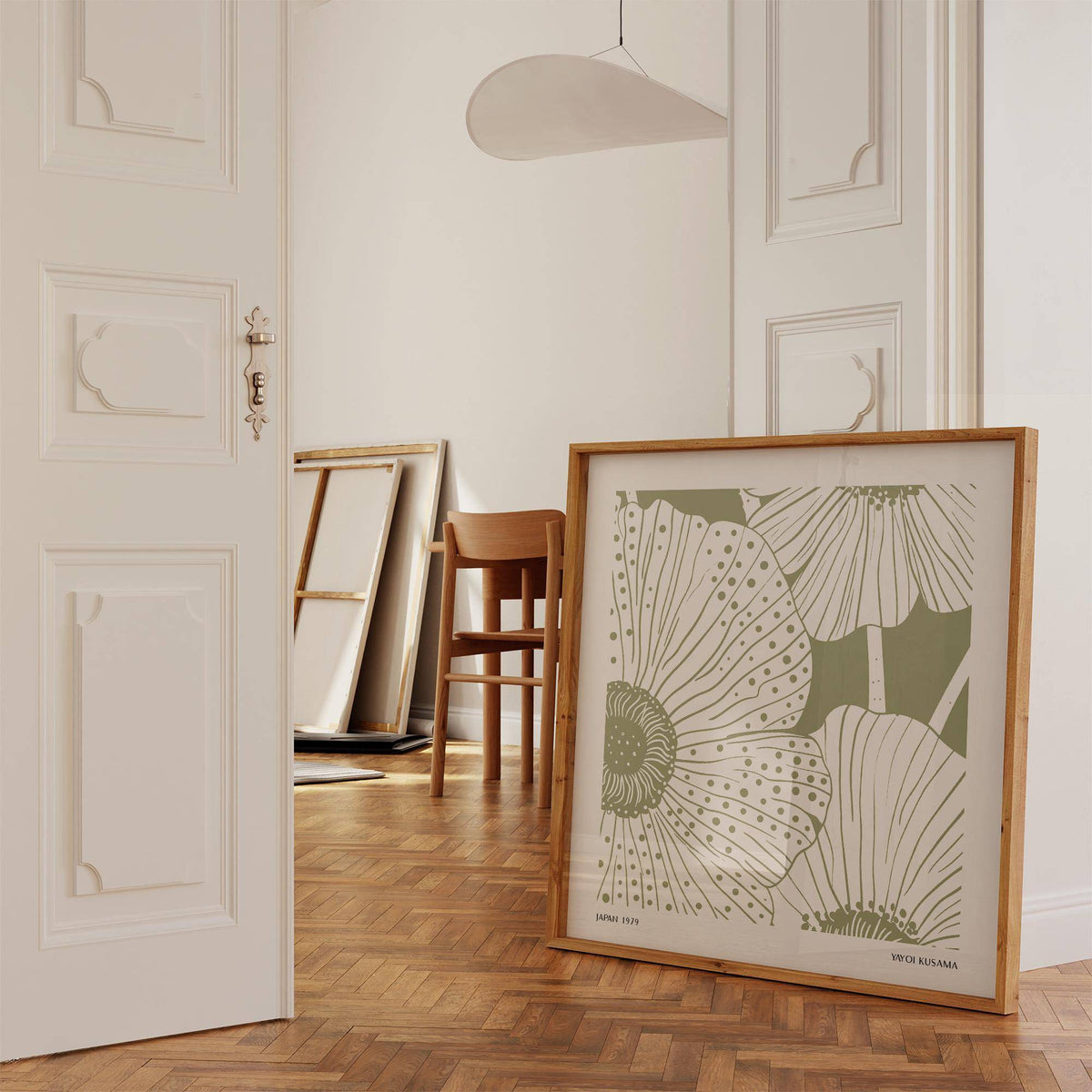 Relaxing dotted pattern sage green abstract wall art for calm interiors