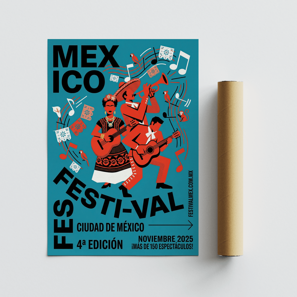 Retro-inspired music scene with rhythmic composition and layered typography