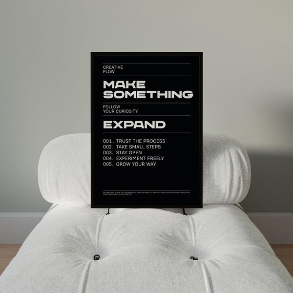 Print with motivational Wall Art Phrases like “Take Small Steps” and “Stay Open.”