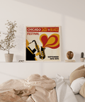 Chicago Blues Print music-themed wall art in Black for creative office