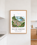 Coastal landscape wall art print showing Sugarloaf Mountain and seaside neighborhood in Rio