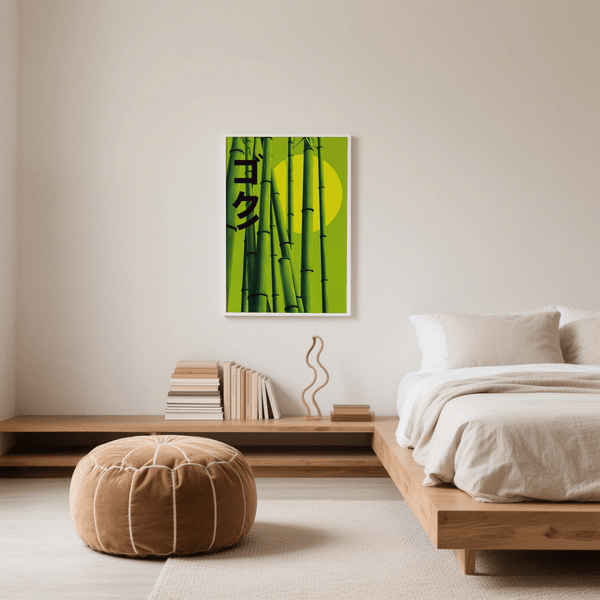 Nursery calming Green Bamboo Print, soothing green color poster