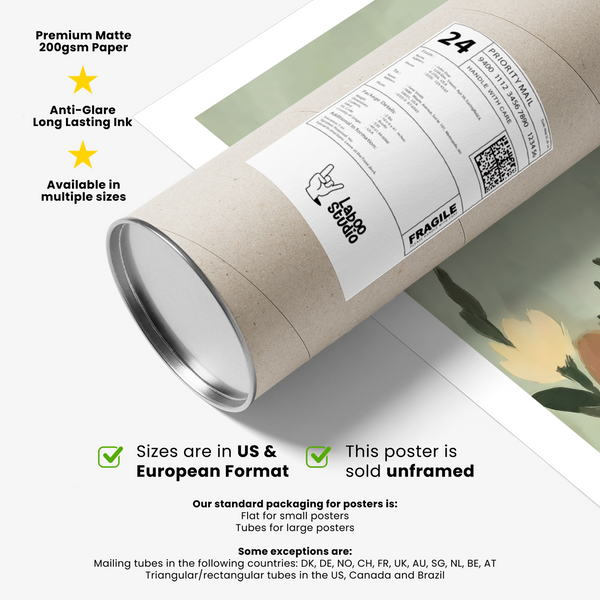 Woman with Flowers wall art, soft beige green white, creative office print