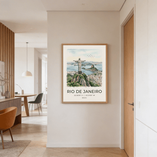 Detailed skyline wall art print featuring rocky cliffs, hillside greenery, and harbor