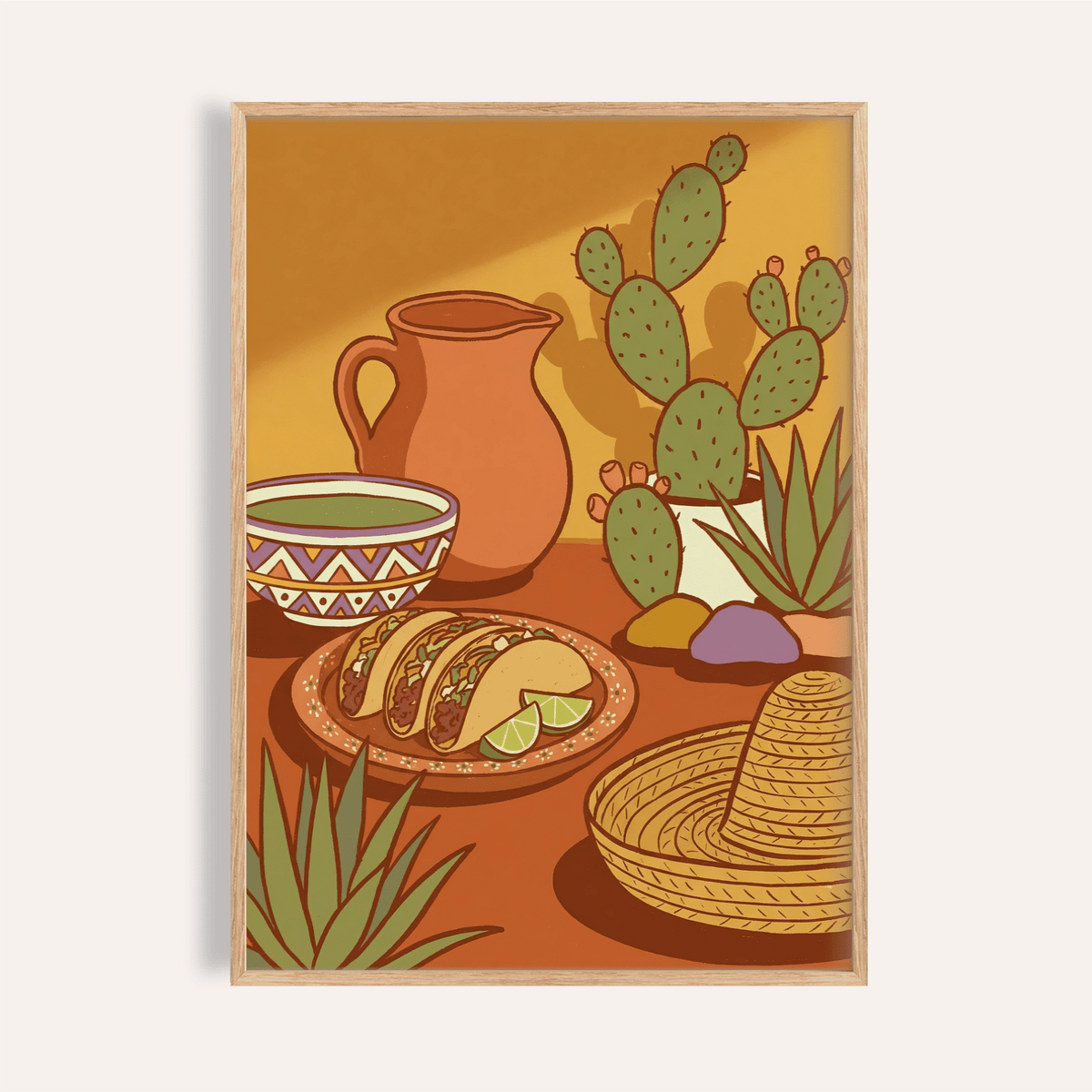Mexican Food Print featuring Orange and Green, kitchen wall art, print