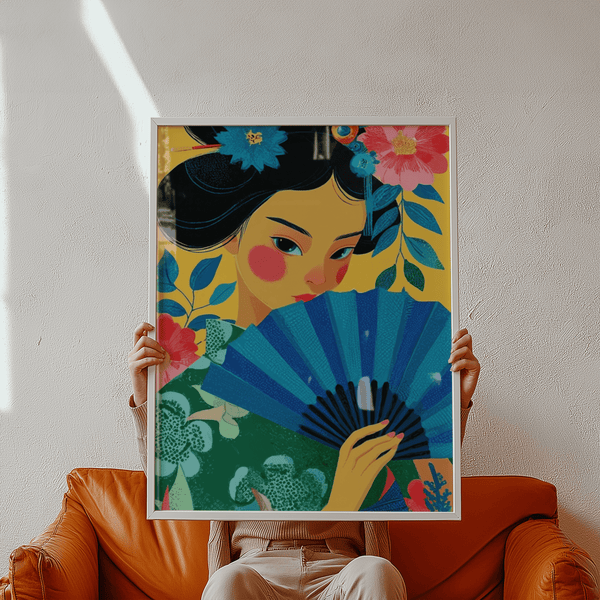 Geisha Pop Art Multicolored tones, art print for creative studio, wall art design