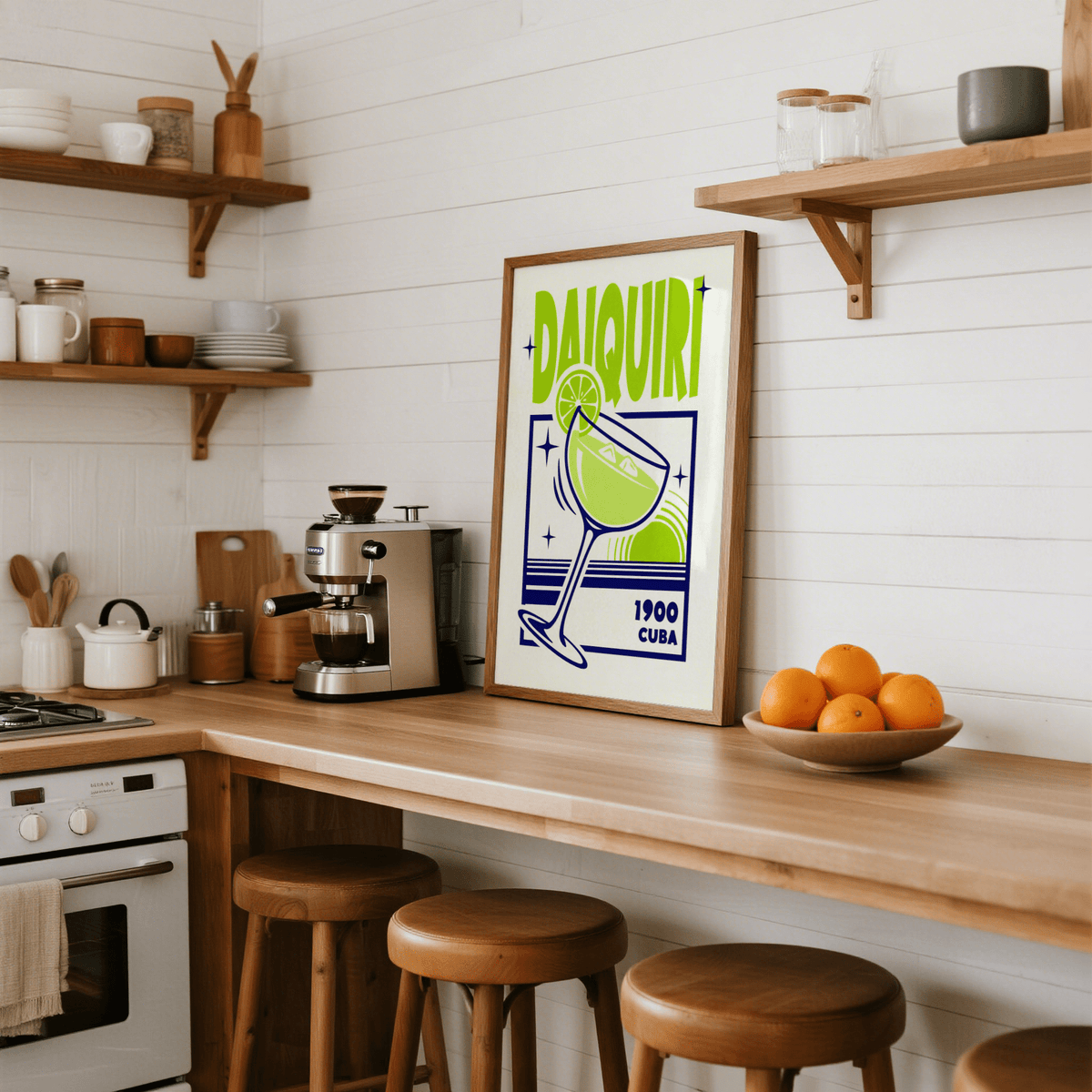 Daiquiri Art Print, retro cocktail wall art for bar decor