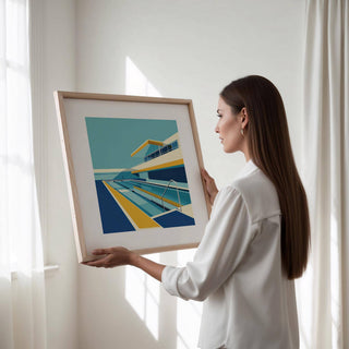 Minimalist poolside art print for stylish interiors