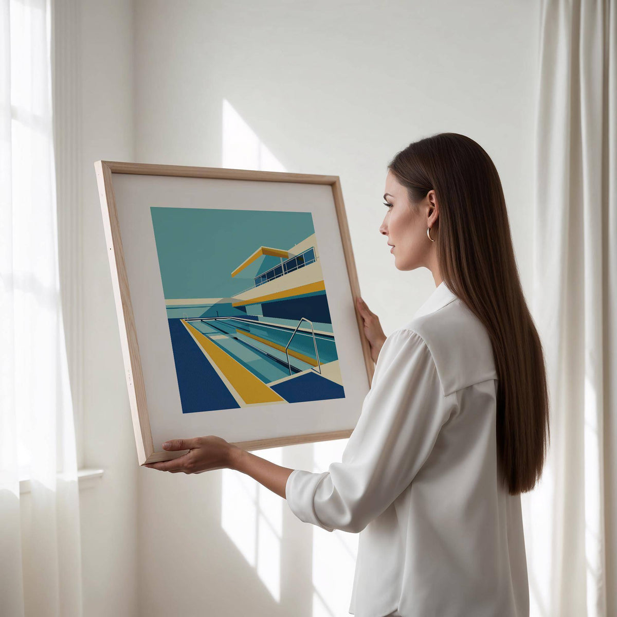 Minimalist poolside art print for stylish interiors
