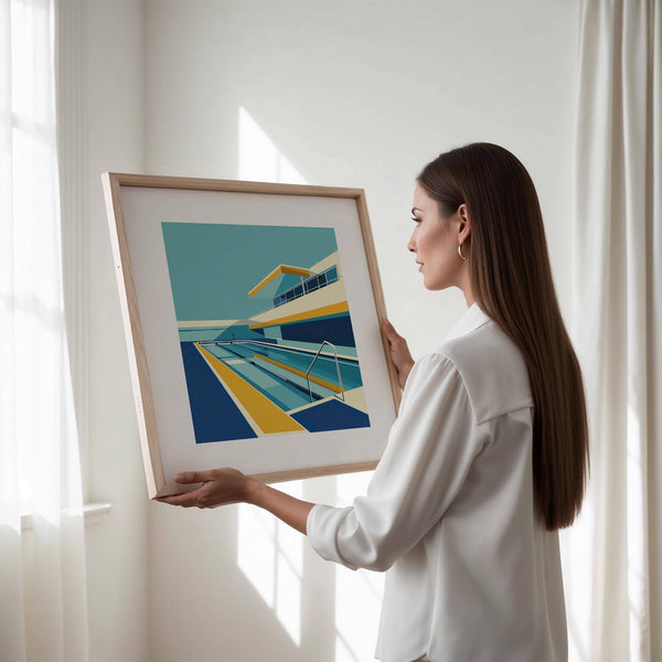 Minimalist poolside art print for stylish interiors