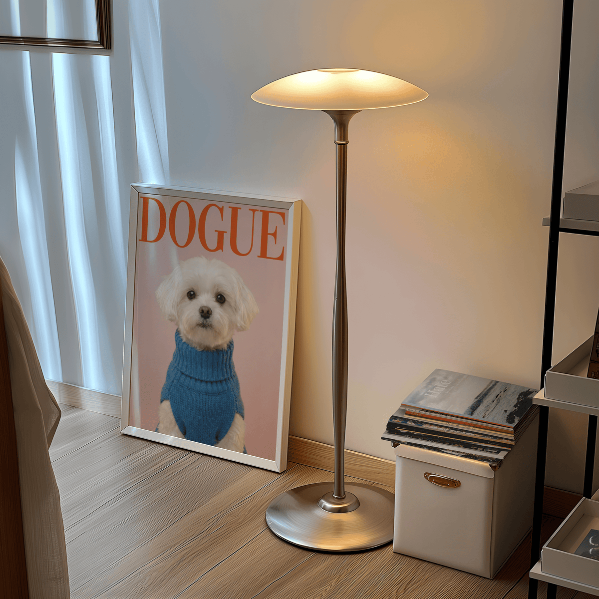 Red text Maltese Dog Wall Art on Beige for entryway, decorative poster