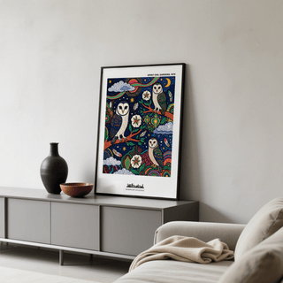 Spiritual Garden Poster wall hanging over a wooden desk