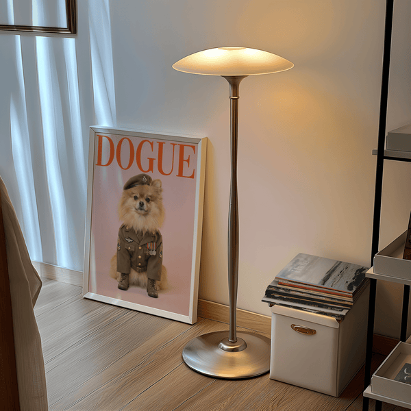 Military Dog Wall Art, pink wall, gold details, playroom wall art