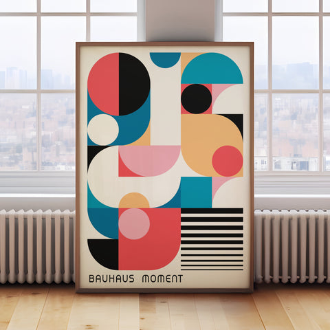 Modern Bauhaus geometric wall art for girls' room decor