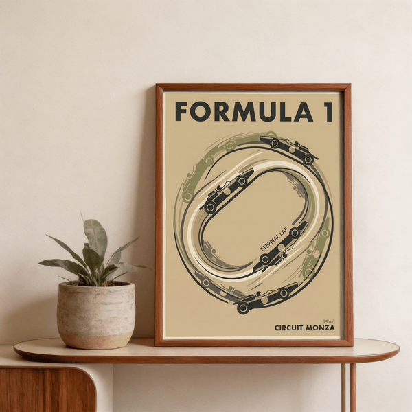 Monza Circuit Wall Art print with 1966 date detail in corner