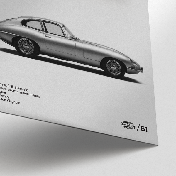 Jaguar E-type Print art print with Black details for study room