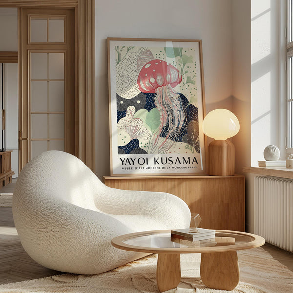 Unique Large Wall Art showing marine-inspired composition in soft pastels.