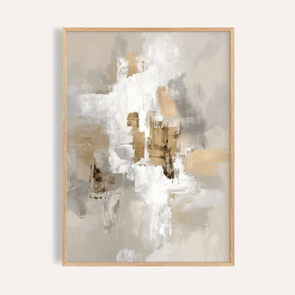Neutral Tones Art print with Beige, White, and Gold for living room wall art
