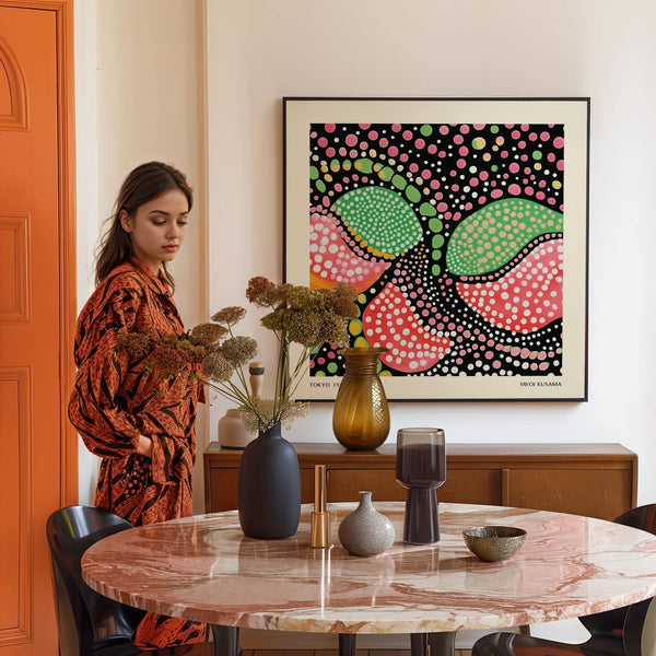 artistic green pink art print for statement walls