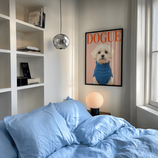 Cute Maltese Dog Wall Art with Pink tones for study room, stylish print