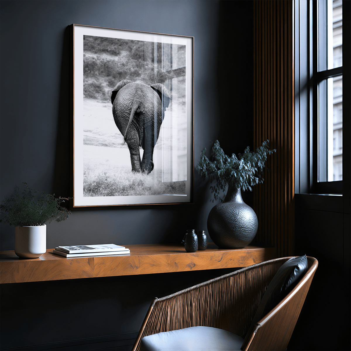 Nature Animal Wall Art black and white elephant photography print