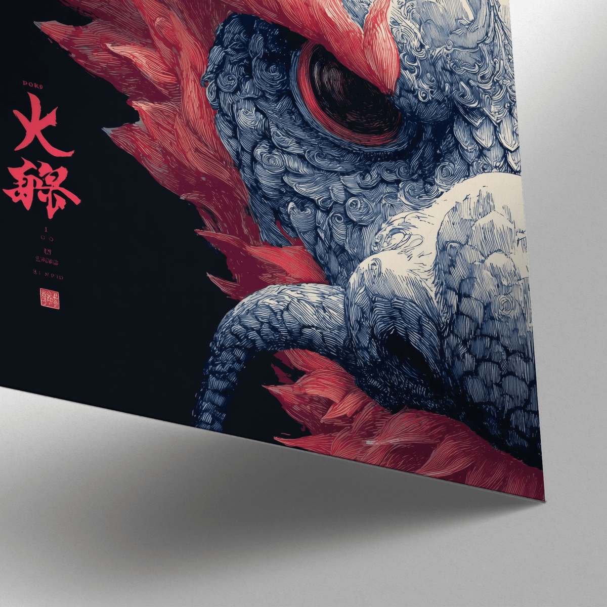 Red Dragon Art wall art in Black and Brown for den