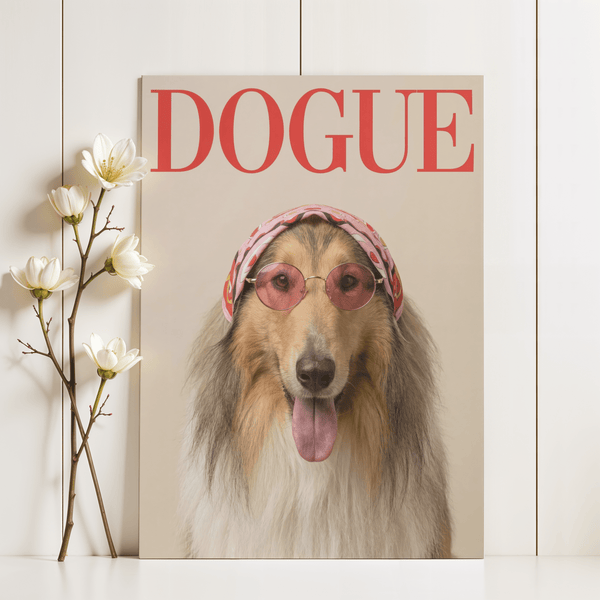Framed Rough Collie Dogue Print with Brown and Red for stylish entryway wall art