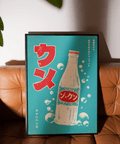 Japanese Drink Art poster, Red and Blue colors for dining room display