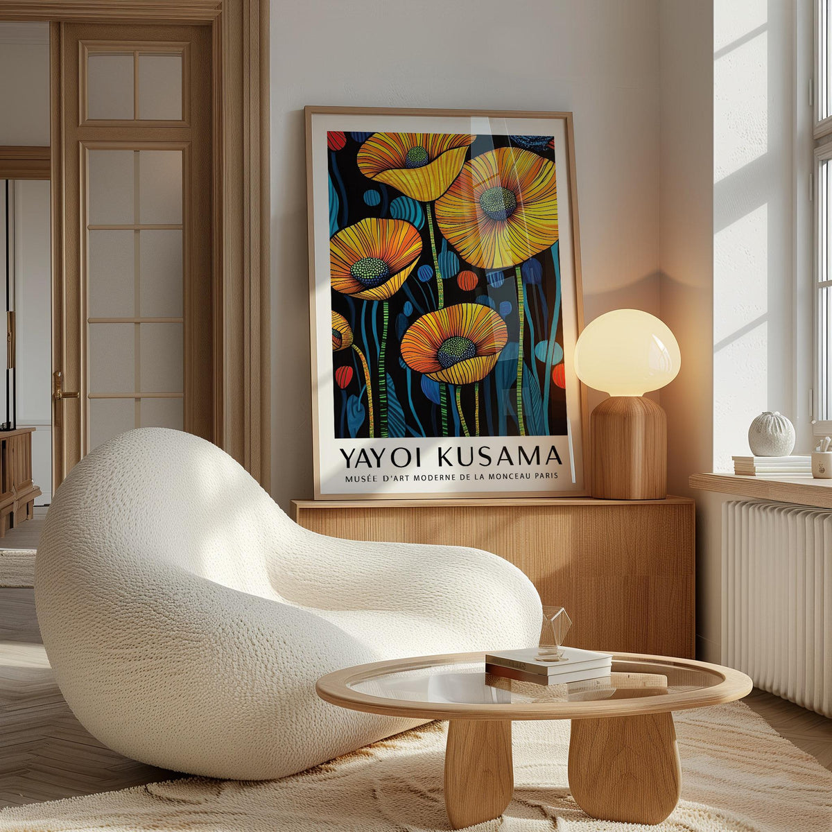 Vibrant Art of Poppies design with black backdrop and electric colors.