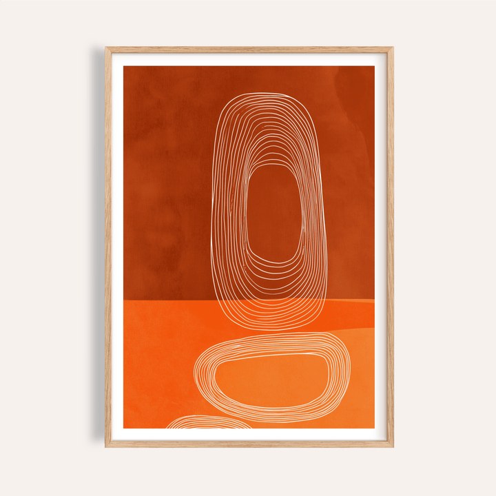 Abstract Line Art Print poster with concentric oval contour lines