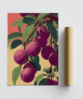Plum Tree Poster detailed botanical art in purple for hallway walls