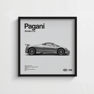 Pagani Zonda Print with Gray, White, and Black featured for lounge wall