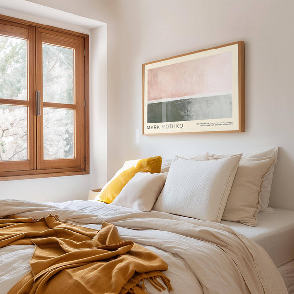 Pastel-colored horizontal wall decor with white dividing line for bedroom