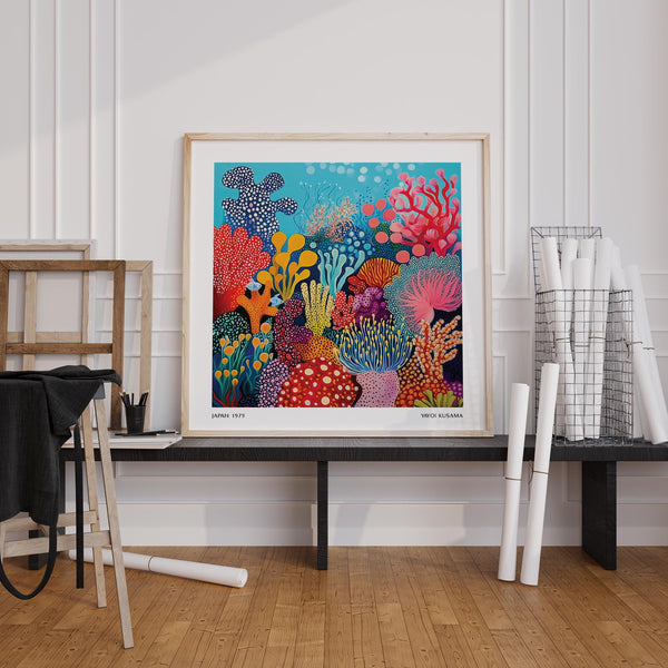 Bold underwater landscape captured in this under sea poster with expressive textures.