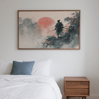 Abstract Warrior Poster artwork with Beige background and Red accents for office wall