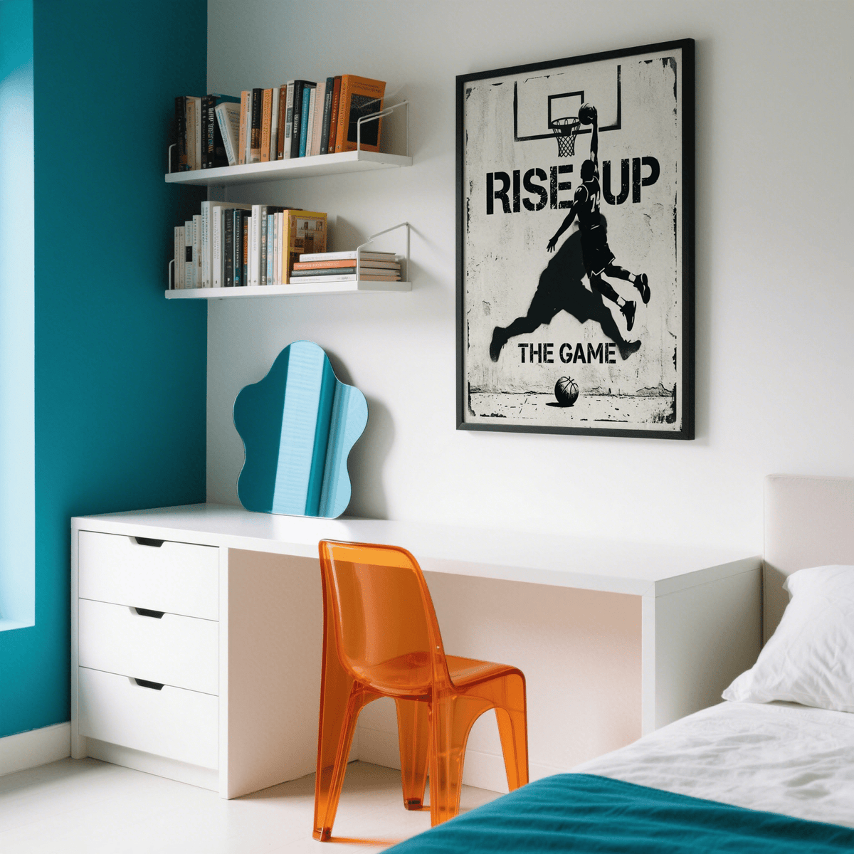 Basketball Rise up Art Print rolled slightly to show paper thickness