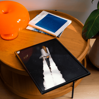 Rocket Launch Wall Art, Red rocket over Black sky, kid's room wall art