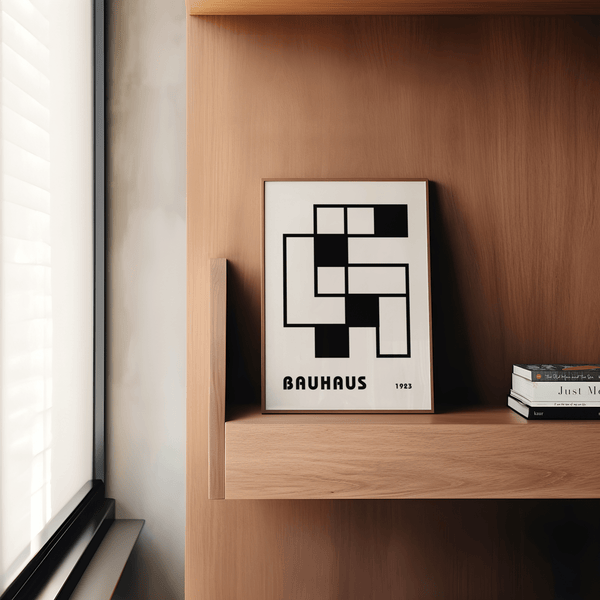 Minimalist Block Art wall art print, black and white, perfect for study