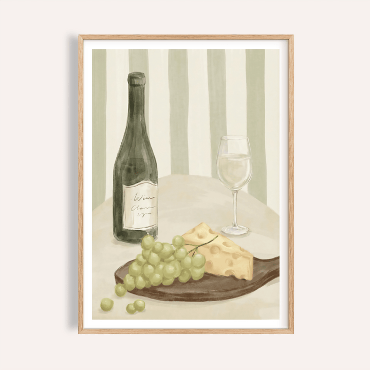Elegant Dining Room Print with green, beige, and white for kitchen wall art